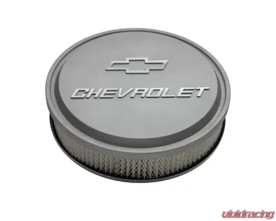 Pro Form 14 Inch Slant-Edge Air Cleaner w/ Mill Raised Chevrolet & Bowtie Emblems Gray Crinkle Finish - 141-832