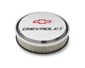 Pro Form 14 Inch Slant-Edge Air Cleaner w/ Recessed Red/Black Chevrolet & Bowtie Emblems Polished Finish