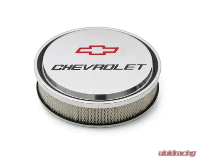 Pro Form 14 Inch Slant-Edge Air Cleaner w/ Recessed Red/Black Chevrolet & Bowtie Emblems Polished Finish - 141-833