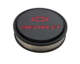 Pro Form 14 Inch Slant-Edge Air Cleaner w/ Recessed Red Chevrolet & Bowtie Emblems Black Crinkle Finish
