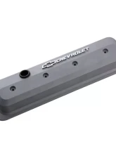 Pro Form Slant-Edge Valve Cover Tall Style w/ Mill Raised Chevrolet & Bowtie Emblem Gray Crinkle Finish Chevy Small Block V8 Engines 1987-1995                                     - 141-842 - Image 2