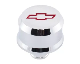 Pro Form Slant-Edge Aluminum Push-In Air Breather Cap w/ Recessed Red Bowtie Emblem Chrome Finish