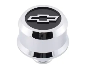 Pro Form Slant-Edge Aluminum Push-In Air Breather Cap w/ Raised/Recessed Blackfield Bowtie Emblem Chrome Finish