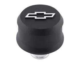 Pro Form Slant-Edge Aluminum Push-In Air Breather Cap w/ Raised & Machined Bowtie Emblem Black Crinkle Finish