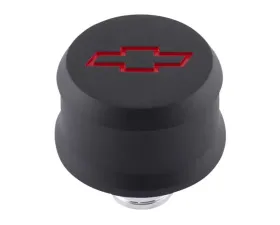 Pro Form Slant-Edge Aluminum Push-In Air Breather Cap w/ Recessed Red Bowtie Emblem Black Crinkle Finish