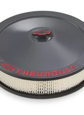 Pro Form Chevrolet Classic Style Air Cleaner w/ Center Nut Red Bowtie & Chevrolet Emblem Shark Gray Finish                                     - 141-882 - Image 3