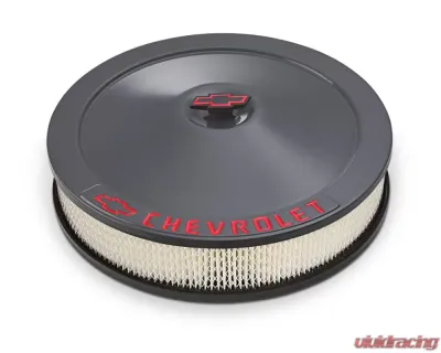 Pro Form Chevrolet Classic Style Air Cleaner w/ Center Nut Red Bowtie & Chevrolet Emblem Shark Gray Finish - 141-882