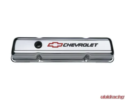 Pro Form Stock Height Valve Covers Short Style w/ Recessed Emblems Chrome Finish Chevy Small Block 262-400 V8 Engines 1959-1986 - 141-899