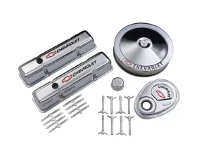 Pro Form Street Performance Dress-Up Kit w/ Red Bowtie & Black Lettering Chrome Finish Chevy Small Block 262-400 V8 Engines 1959-1986