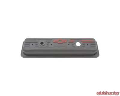 Pro Form Valve Covers w/ Embossed Red Emblems Black Crinkle Finish Chevy Small Block V8 Engines 1987-1995 - 141-907