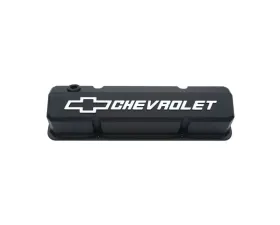 Pro Form Slant-Edge Valve Covers Tall Style w/ Raised Emblems Black Crinkle Finish Pair Chevy Small Block 262-400 V8 Engines 1959-1986