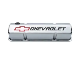 Pro Form Slant-Edge Valve Covers Tall Style w/ Recessed Emblems Polished Finish Pair Chevy Small Block 262-400 V8 Engines 1959-1986