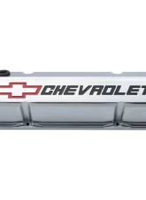 Pro Form Slant-Edge Valve Covers Tall Style w/ Recessed Emblems Polished Finish Pair Chevy Small Block 262-400 V8 Engines 1959-1986                                     - 141-927 - Image 2