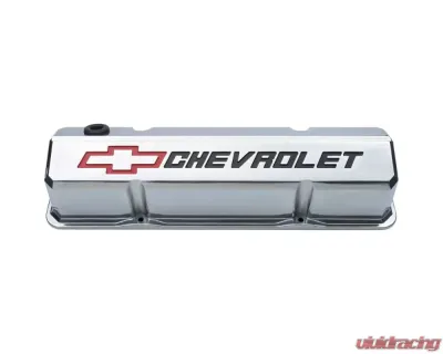 Pro Form Slant-Edge Valve Covers Tall Style w/ Recessed Emblems Polished Finish Pair Chevy Small Block 262-400 V8 Engines 1959-1986 - 141-927