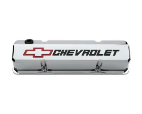 Pro Form Slant-Edge Valve Covers Tall Style w/ Recessed Emblems Chrome Finish Pair Chevy Small Block 262-400 V8 Engines 1959-1986