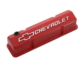 Pro Form Slant-Edge Valve Covers Tall Style w/ Mill Raised Emblems Red Pair Chevy Small Block 262-400 V8 Engines 1959-1986