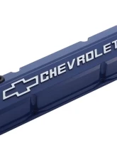 Pro Form Slant-Edge Valve Covers Tall Style w/ Mill Raised Emblems Blue Pair Chevy Small Block 262-400 V8 Engines 1959-1986                                     - 141-932 - Image 2