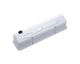 Pro Form Slant-Edge Valve Covers Tall Style w/ Mill Raised Emblems White Pair Chevy Small Block 262-400 V8 Engines 1959-1986