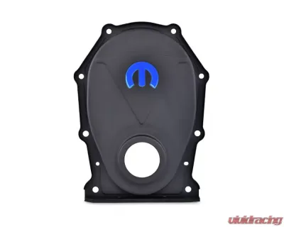Pro Form Timing Chain Cover w/ Recessed Blue Mopar Omega "M" Emblem Black Crinkle Finish Chrysler Big Block B | RB | Hemi Engines - 440-219
