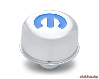 Pro Form Push-In Air Breather Cap w/ Recessed Blue Mopar Omega "M" Emblem Chrome Finish - 440-616
