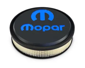 Pro Form Slant-Edge Air Cleaner w/ Underside Boss Recessed Blue Mopar Emblems Black Crinkle Finish