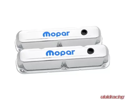 Pro Form Valve Covers Tall Style w/ Recessed Mopar Emblem Chrome Finish Pair Chrysler Small Block LA Engines - 440-905
