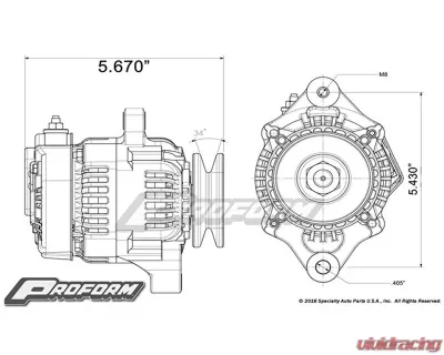 Pro Form 50 Amp Universal 1-Wire Mini Alternator Polished Finish - 66433