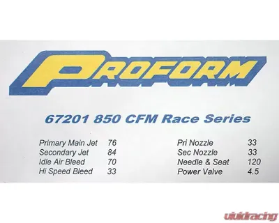 Pro Form Race Series Polished Aluminum Finish Dual Inlet 4-Barrel w/ Mechanical Secondaries 850 CFM Carburetor - 67201