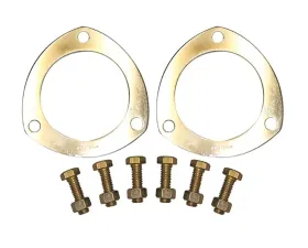 Pro Form 3 inch Diameter 3 Hole Type Soft Conforming Aluminum Exhaust Collector Gasket Kit w/ Bolts & Nuts