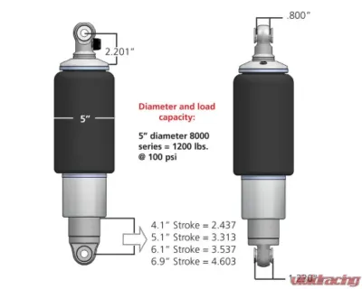 Ridetech HQ Series Rear ShockWaves 5" Diameter Sleeve 4.1" Stroke Dodge | Plymouth 1968-1970 - 21140801