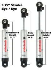 Ridetech Front Adjustable Single Shock 5.75" Stroke Eyelet                                     - 22169841 - Image 4