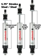 Ridetech Front Adjustable Single Shock 5.75" Stroke Eyelet Stem                                     - 22169850 - Image 4