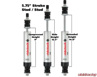 Ridetech Front Adjustable Single Shock 5.75" Stroke Eyelet Stem - 22169850