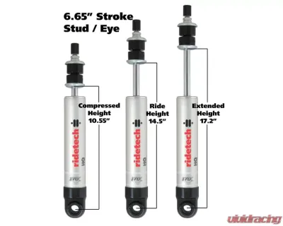 Ridetech Rear Adjustable Single Shock 6.65" Stroke Eyelet Ford Country Sedan | Galaxie 500 1960-1964 - 22179845