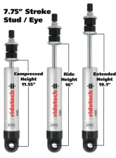 Ridetech HQ Series Shock Absorber Rear Single Adjustable 7.55" Stroke Stem | Eyelet                                     - 22189845 - Image 4