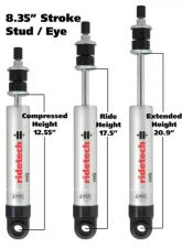 Ridetech HQ Series Shock Absorber Rear Single Adjustable 8.35" Stroke Stem | Eyelet                                     - 22199845 - Image 4
