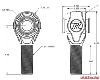 Ridetech R-Joint Rod End w/ 3/4"-16 Left Hand Thread - 90002772