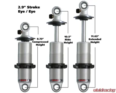 Ridetech HQ Series Coilover Shock 2.9" 2.5" Coil Eye Mounting 8.725"x11.625 - 24129901