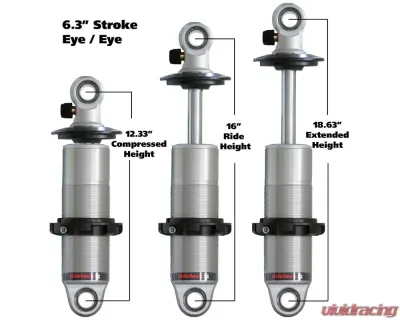 Ridetech HQ Series Coilover Shock 6.3" 2.5" Coil Eye Mounting 12.325"x18.625 - 24169901