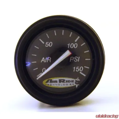 RideTech Black Face 150psi Dual Needle Air Pressure Gauge w/ Fittings - 31960003