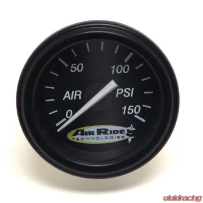RideTech Black Face 150psi Single Needle Air Pressure Gauge w/ Fittings - 31960006