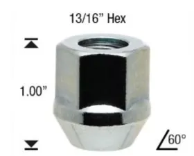 White Knight Acorn Bulge Lug Nut OE 12mm 1.25 50-Piece