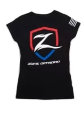 Zone Offroad Medium Womens Black Premium Cotton T-Shirt with Patriotic Zone Logos                                     - ZONU9164M - Image 2