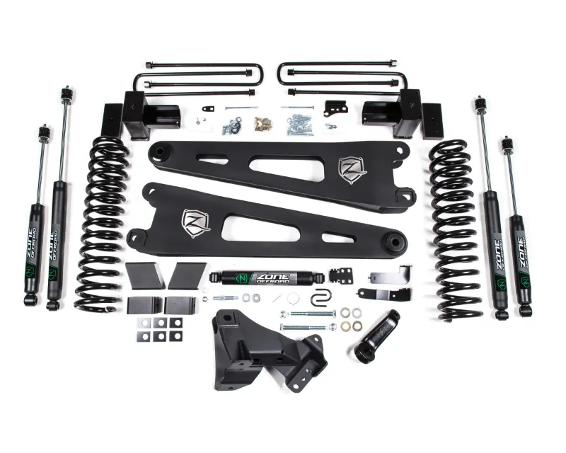 Zone Offroad 4 Inch Radius Arm Lift Kit 2 Inch Rear Block Gas 2 Leaf Main Nitro Shocks Ford F-250|350 Super Duty 2017-2019 - ZONF104N