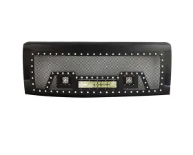 Paramount Automotive Evolution Stainless Steel Wire Mesh Packaged Grille Black w/ LED Ford Front