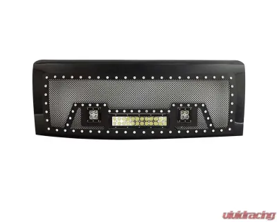 Paramount Automotive Evolution Stainless Steel Wire Mesh Packaged Grille Black w/ LED Ford Front - 48-0824