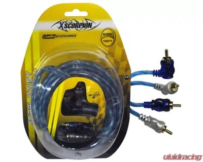 Xscorpion Rca Cable 18' Right Angle Blue/Platinum Twisted - STP18