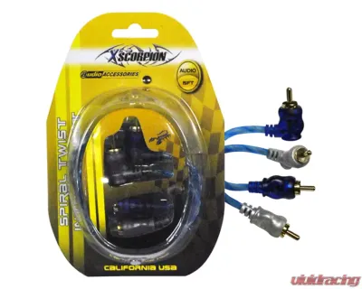 Xscorpion Rca Cable 6' Right Angle Blue/Platinum Twisted - STP6
