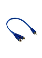 Stinger 6" RCA Y 2 Female-1 Male Blue Interconnect                                     - SSIBY2F - Image 2