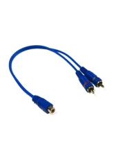 Stinger 6" RCA Y 2 Male 1 Female Blue Interconnects                                     - SSIBY2M - Image 2